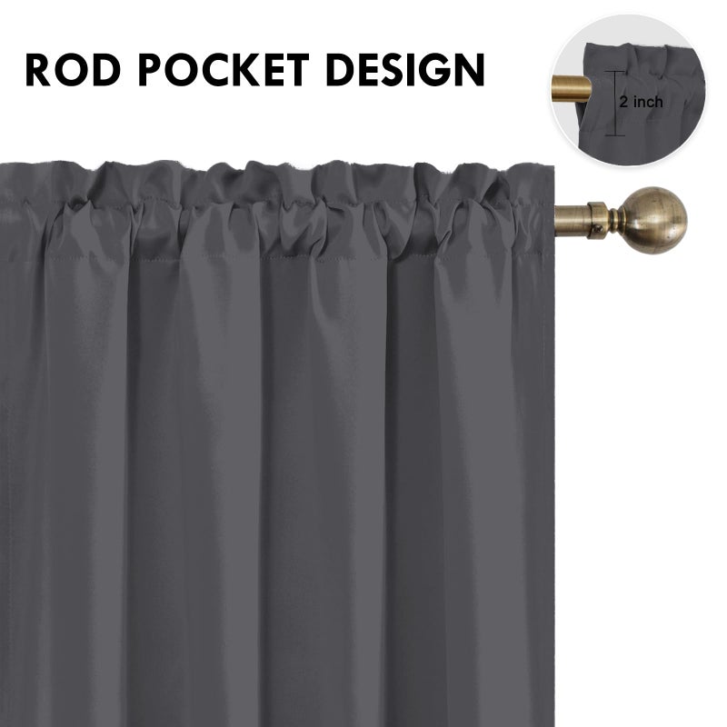 DWCN Blackout Curtains for Bedroom 72 Inch Length 2 Panels Set, Solid Thermal Insulated Energy Saving Rod Pocket Window Treatment Curtains Blackout Drapes (W42 x L72 Inch, Dark Grey) - Image 3